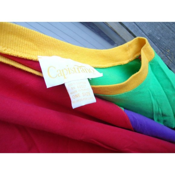 NOS Vtg 80s Shirt Colorblock Red Green Purple One Size 100% Cotton - Picture 5 of 10